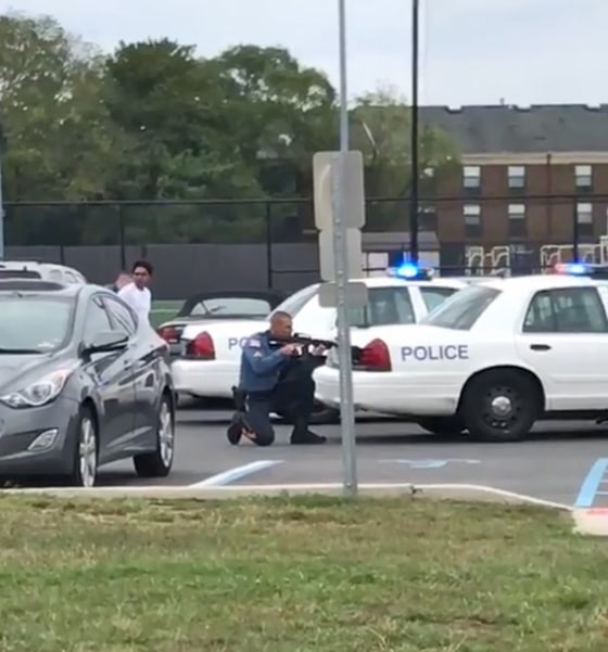 Police respond to a report of a gunman at Rowan University.