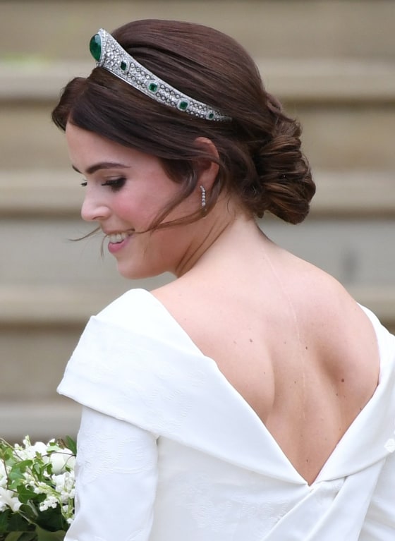 Princess Eugenie s royal wedding dress shows off scoliosis back