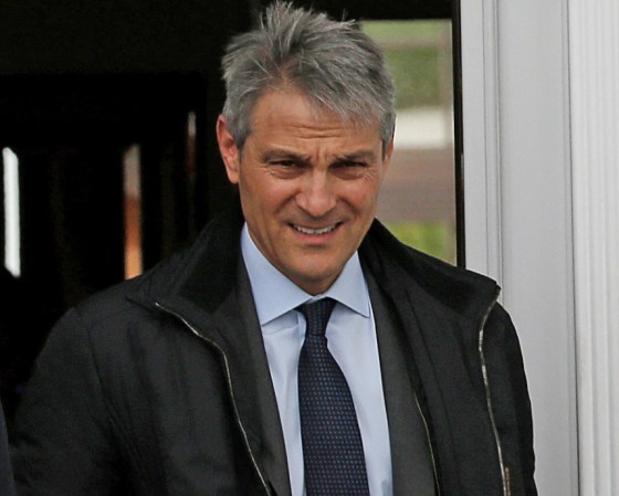 U.S. President-elect Donald Trump emerges with Ari Emanuel after their meeting in the main clubhouse at Trump National Golf Club in Bedminster