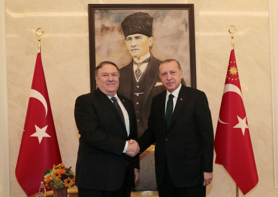 Image: Turkish President Erdogan meets with U.S. Secretary of State Pompeo in Ankara
