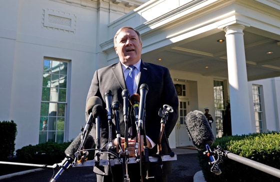 Image: Pompeo speaks after meeting Trump at the White House in Washington