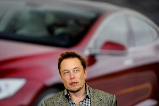 Image: Tesla Chief Executive Office Elon Musk speaks at his company's factory in Fremont