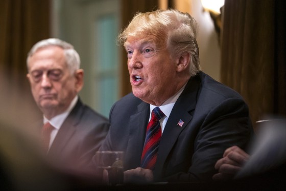 Image: Trump speaks with senior military leaders in Cabinet Room at White House