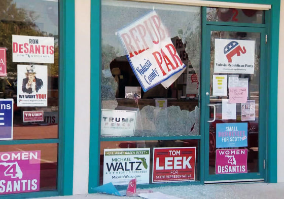 The windows of a Volusia County Republican Party office were shot at over the weekend