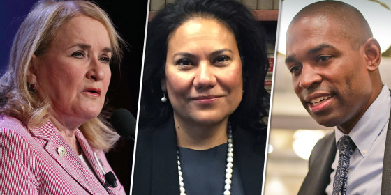 From left, Texas State Senator Sylvia Garcia, Judge Veronica Escobar and Antonio Delgado.