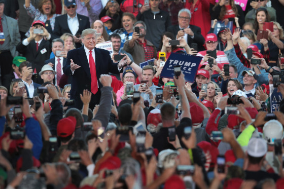 President Donald Trump arrives for a rally at the Southern Illinois Airport on Oct. 27, in Murphysboro, Illinois.