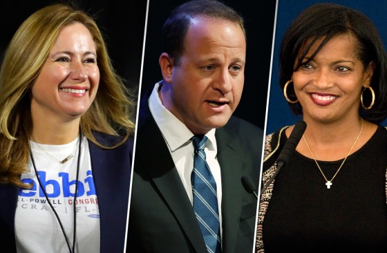 From left, Debbie Mucarsel-Powell, Jared Polis and Jahana Hayes.