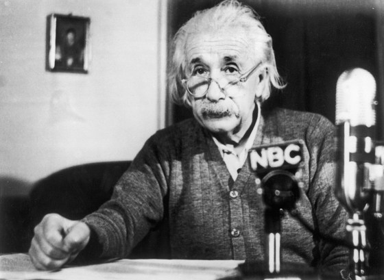 Image: Albert Einstein giving an anti-H bomb speech for the National Broadcasting Company