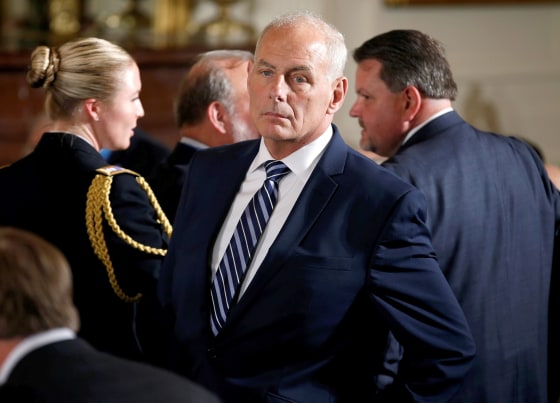 Image: White House Chief of Staff Kelly stands before a Medal of Honor ceremony in the East Room of the White House in Washington