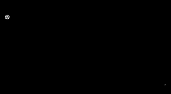 This black-and-white image of the Earth and moon was captured on Sept. 25, 2017 by NavCam 1 on NASA's OSIRIS-REx spacecraft.