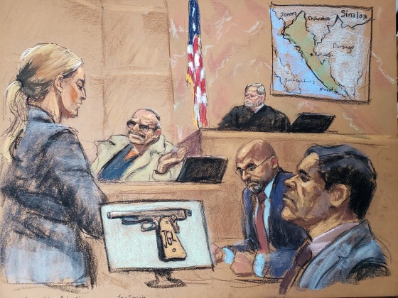 Assistant United States Attorney Gina Parlovecchio questions witness Jesus Zambada in Brooklyn federal court in New York