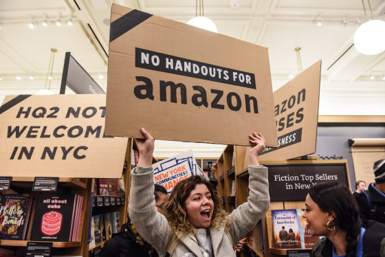 Image: Protestors In New York City Hold \"Day Of Action\" Against Amazon HQ2
