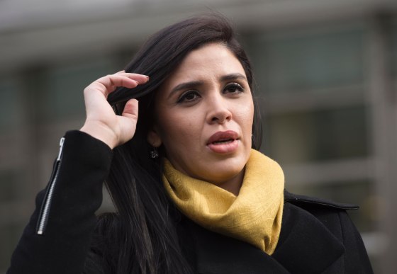 Emma Coronel Aispuro, the wife of Joaquin \"El Chapo\" Guzman, exits the US Federal Courthouse in Brooklyn on February 3, 2017.