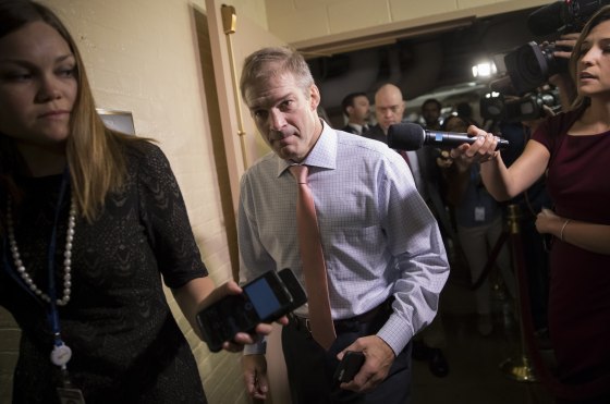 Rep. Jim Jordan heads to a House Republican Conference meeting on Capitol Hill on July 28, 2017.