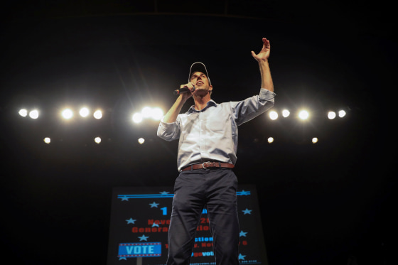 Image: U.S. Rep. Beto O'Rourke (D-TX), candidate for U.S. Senate speaks to supporters at a campaign rally in El Paso