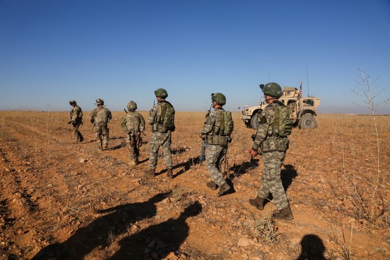 Image: U.S. and Turkish soldiers conduct the first-ever combined joint patrol outside Manbij