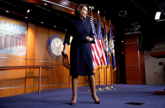 Image: House Minority Leader Nancy Pelosi speaks during a briefing on Capitol Hill on Dec. 13, 2018.