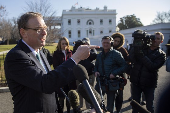 Image: Kevin Hassett, chairman of the Council of Economic Advisers, speaks to the media outside the White House on Dec. 26, 2018.