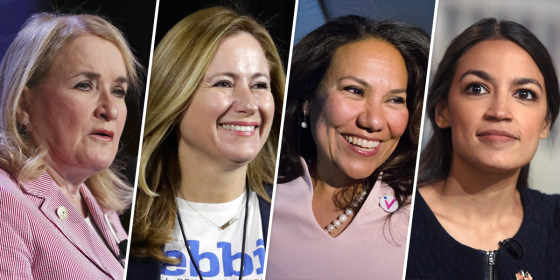 From left, Sylvia Garcia, Debbie Mucarsel-Powell, Veronica Escobar and Alexandria Ocasio-Cortez.