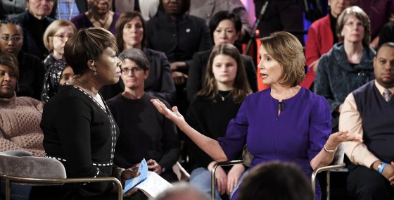 Nancy Pelosi speaks with Joy Reid on \"The Speaker: An MSNBC Town Hall.\"