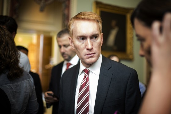 Image: Sen.-elect James Lankford, R-Okla., speaks with reporters at the Capitol on Nov. 12, 2014.