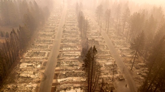 Image:A burned neighborhood after the Camp Fire in Paradise, California, on Nov. 15, 2018.