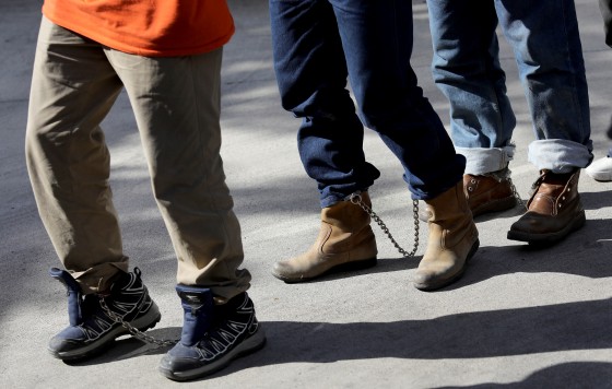 Image: Undocumented immigrants leave a federal court in McAllen, Texas, on June 11, 2018.