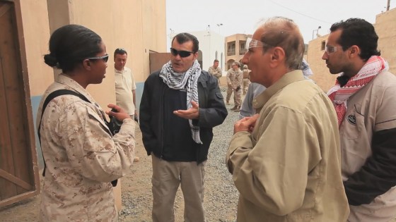 Image: Military role players at the Fort Irwin base training camp in California.