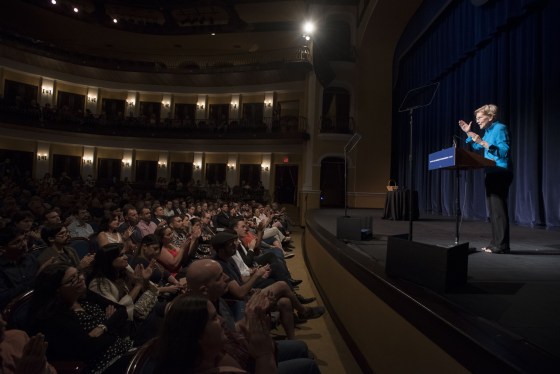 Image: Senator Elizabeth Warren speaks at an event on recovery efforts in Puerto Rico in San Juan on Jan. 22, 2019.