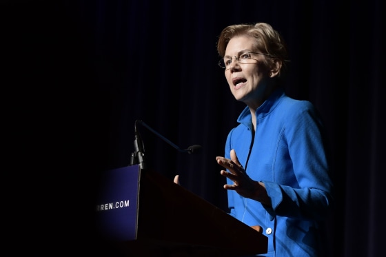 Image: Senator Elizabeth Warren speaks at an event on recovery efforts in Puerto Rico in San Juan on Jan. 22, 2019.
