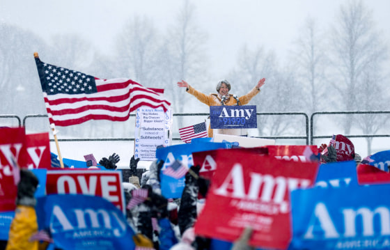 Image: Sen. Amy Klobuchar, D-Minn., announces her candidacy for president in Minneapolis on Feb. 10, 2019.