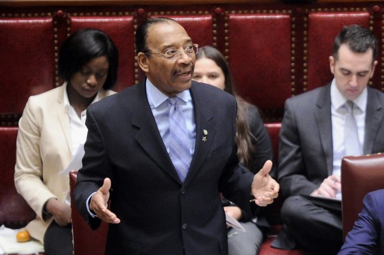 Image: Sen. Ruben Diaz, Sr., D-Bronx, speaks at the state Capitol in Albany on Feb. 6, 2017.