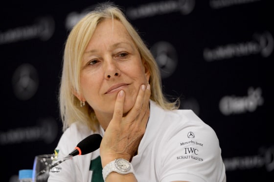 Image: Martina Navratilova attends a press conference in Rio de Janeiro on March 11, 2013.
