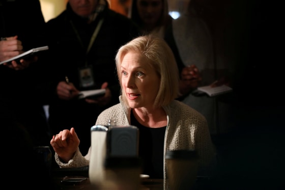 Image: FILE PHOTO: U.S. Senator Kirsten Gillibrand (D-NY) talks to customers at the Pierce Street Coffee Works while on a walking tour after announcing that she is forming an exploratory committee to enter the 2020 presidential race, in Sioux City, Iowa