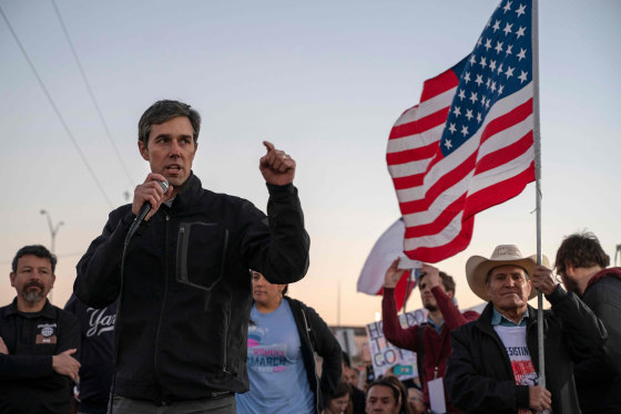 Image: Former Texas Congressman Beto O'Rourke speaks to a crowd of marchers during the \"March for Truth\" in El Paso, Texas