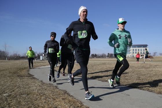 Image: Beto O'Rourke participates in the Lucky Run 5k Race in North Liberty, Iowa, on March 16, 2019.