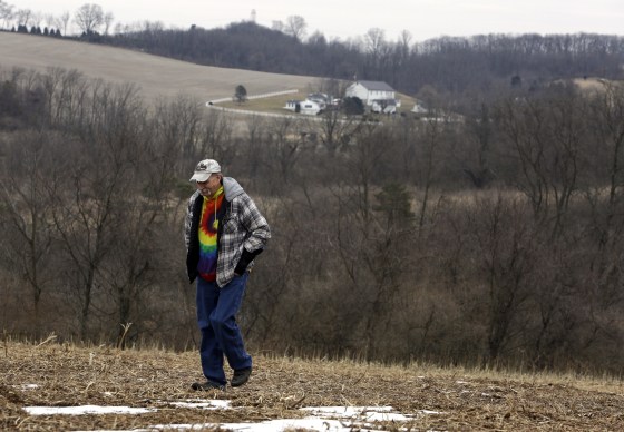 Image: Mike Carpenter, the uncle of Greg Longenecker, walks in the field where Longenecker was killed by a bulldozer in Bernville, Pennsylvania, on Feb. 23, 2019.