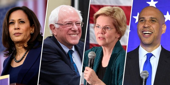 Image: Kamala Harris, Bernie Sanders, Elizabeth Warren, Cory Booker