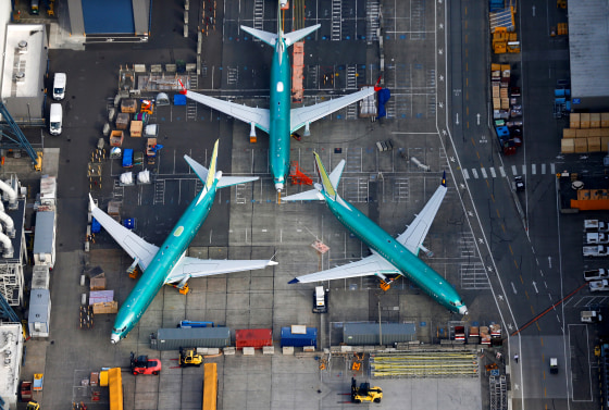 Image: Boeing 737 MAX airplanes on the tarmac at the Boeing Factory in Renton, Washington, on March 21, 2019.