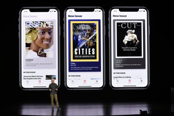 Image: Roger Rosner, vice president of applications at Apple Inc., speaks about the new premium subscription tier to its News app on March 25, 2019.