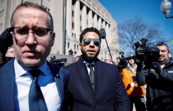 Image: Actor Jussie Smollett leaves court after charges against him were dropped by state prosecutors in Chicago