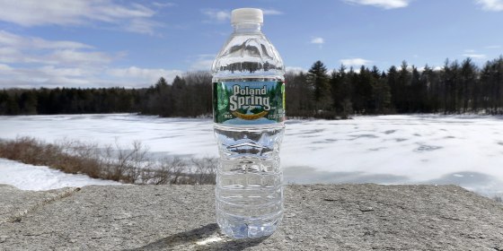 A bottle of Poland Spring water on a granite slab in East Derry, N.H. on March 5, 2013.
