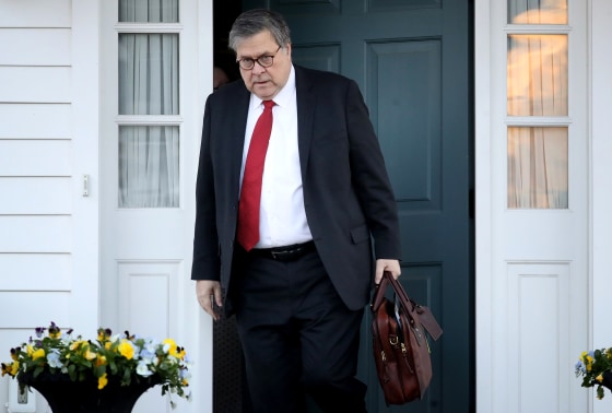 Image: Attorney General William Barr departs his home in Virginia on March 26, 2019.