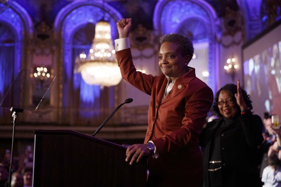 Image: Chicago mayor elect Lori Lightfoot speaks at her election night party in Illinois on April 2, 2019.