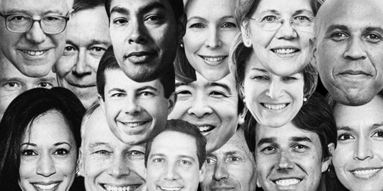 Photo illustration of presidential candidates faces.