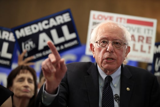 Image: Sen. Bernie Sanders, I-VT, introduces the Medicare for All Act of 2019 on Capitol Hill on April 10, 2019.