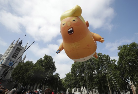 Image: A six-meter high cartoon baby blimp of U.S. President Donald Trump