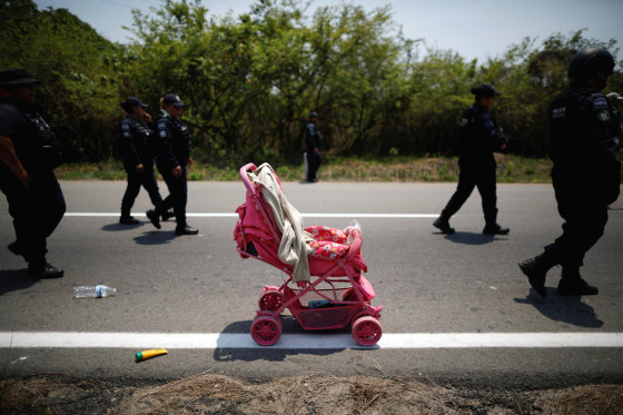 Image: A stroller abandoned by migrants after an immigration raid in Pijijiapan, Mexico, on April 22, 2019.