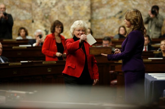 Pennsylvania electors cast their ballots for Trump at the Pennsylvania State Capitol in Harrisburg