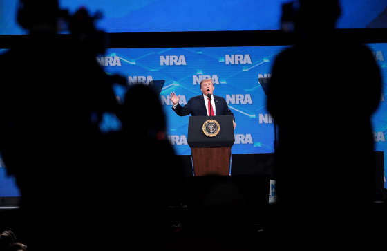 Image: President Donald Trump speaks at the NRA-ILA Leadership Forum in Indianapolis on April 26, 2019.